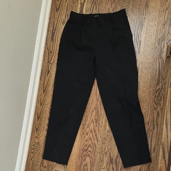 LOFT Black Pleated Pull On Slim Pants in Brushed Flannel Size XS - Picture 1 of 6
